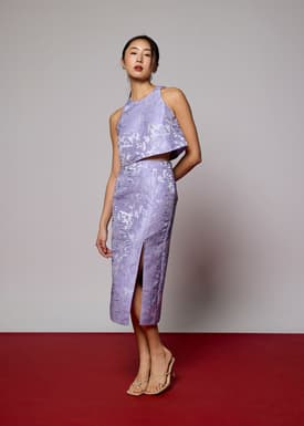 Brocade Round Neck Crop Tank Top