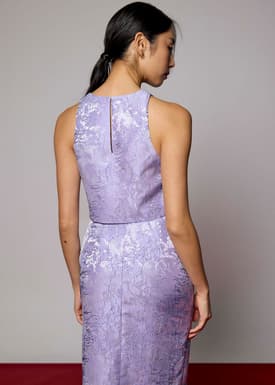 Brocade Round Neck Crop Tank Top