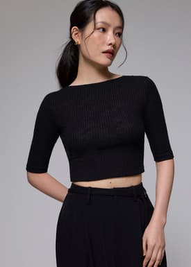 Jersey Fitted Mock Neck Top
