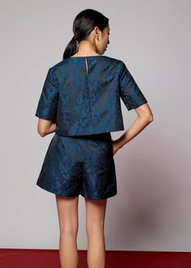 Brocade Boxy Crop Shell Top