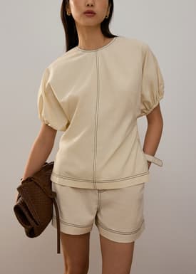 Round Neck Batwing Tunic Top