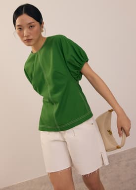 Round Neck Batwing Tunic Top