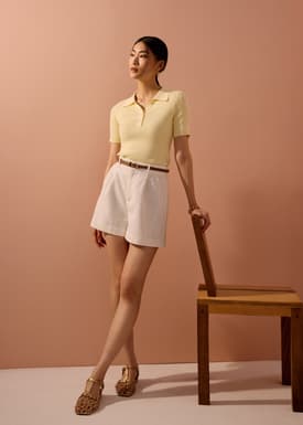 Contrast Knit Polo Top