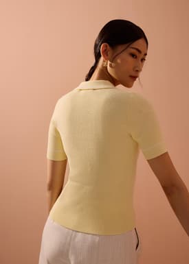 Contrast Knit Polo Top