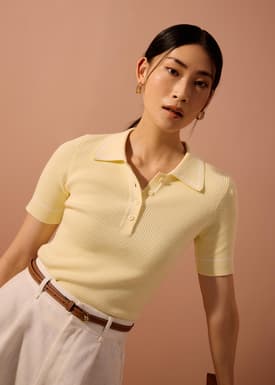 Contrast Knit Polo Top
