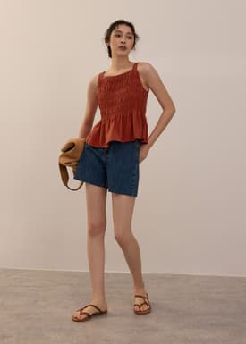 Square Neck Peplum Top