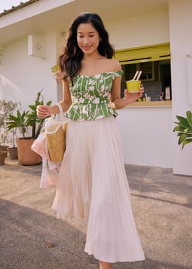 Off Shoulder Peplum Top in Tidal Blooms