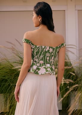 Off Shoulder Peplum Top in Tidal Blooms