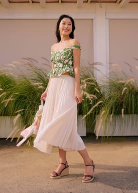 Off Shoulder Peplum Top in Tidal Blooms