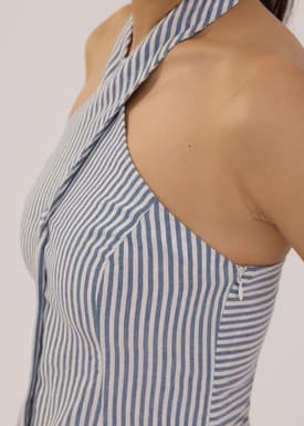 Striped Linen Halter Top