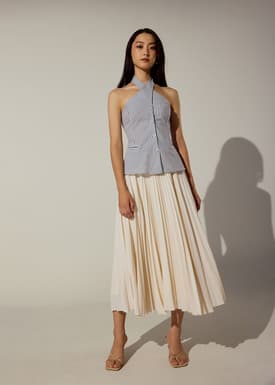 Striped Linen Halter Top