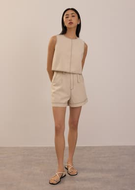 Contrast Stitch Boxy Crop Shell Top