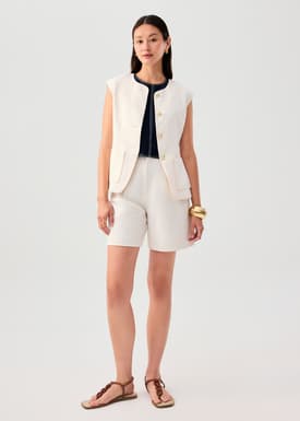 Contrast Stitch Boxy Crop Shell Top