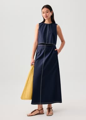 Contrast Stitch Boxy Crop Shell Top