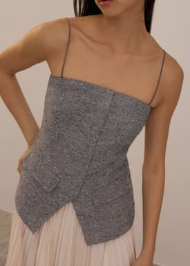Tweed Smocked Tunic Tube Top
