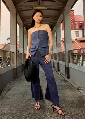 Tweed Smocked Tunic Tube Top