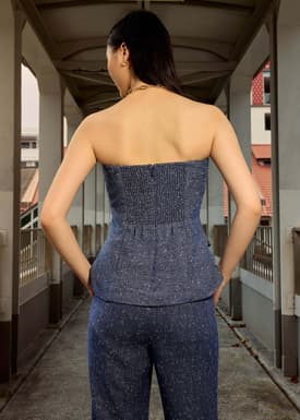 Tweed Smocked Tunic Tube Top