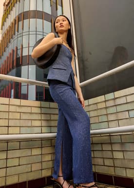 Tweed Smocked Tunic Tube Top