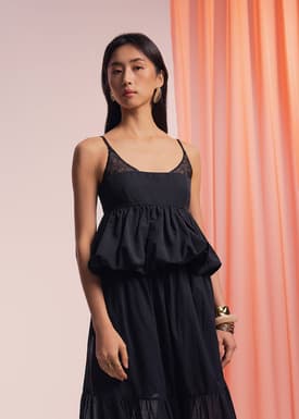 V-neck Bubble Hem Babydoll Top