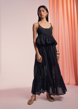 V-neck Bubble Hem Babydoll Top