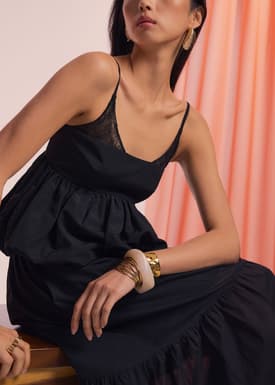 V-neck Bubble Hem Babydoll Top
