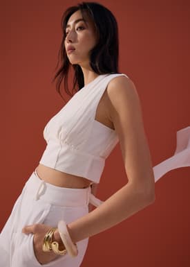 Tie Back Round Neck Crop Top