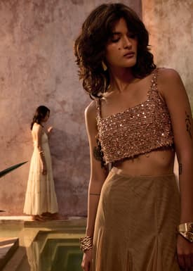 BraFree by LB Sequin Square Neck Crop Top