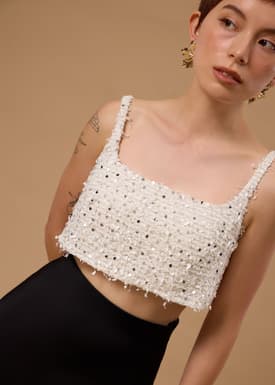 BraFree by LB Sequin Square Neck Crop Top