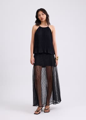 Relaxed Pleated Halter Shell Top