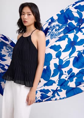 Relaxed Pleated Halter Shell Top