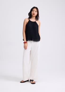 Relaxed Pleated Halter Shell Top