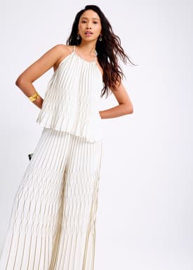 Elastic Pleated Wide Leg Pants