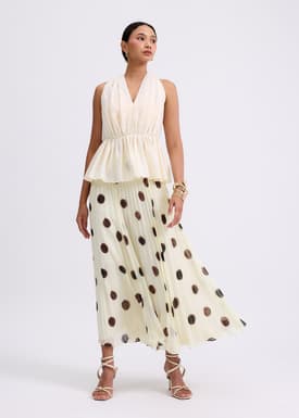 Georgette V-neck Peplum Top