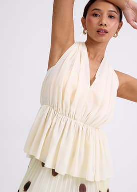 Georgette V-neck Peplum Top