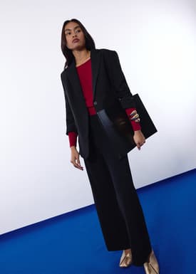 Knit Asymmetric Puff Sleeve Top