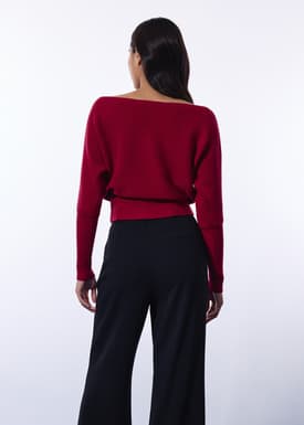 Knit Asymmetric Puff Sleeve Top