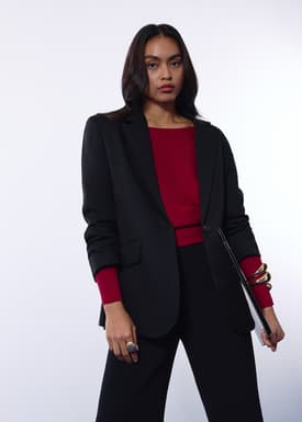 Knit Asymmetric Puff Sleeve Top