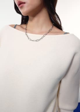 Knit Asymmetric Puff Sleeve Top