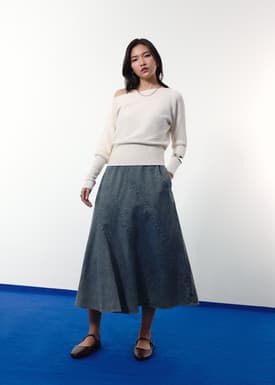 Knit Asymmetric Puff Sleeve Top