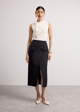 Knit Front Tie Collared Top