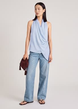 Satin Cowl Neck Top