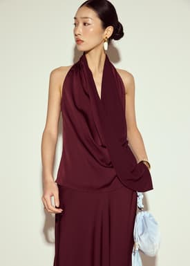 Satin Cowl Neck Top