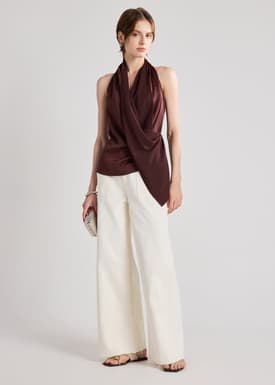 Satin Cowl Neck Top