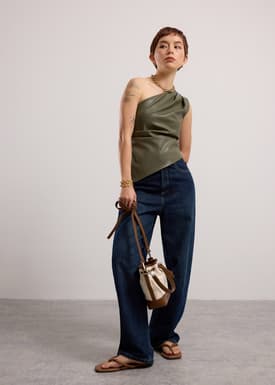 Fitted Vegan Leather Toga Top