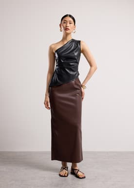 Fitted Vegan Leather Toga Top