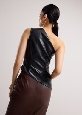 Fitted Vegan Leather Toga Top