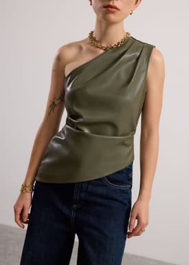 Fitted Vegan Leather Toga Top