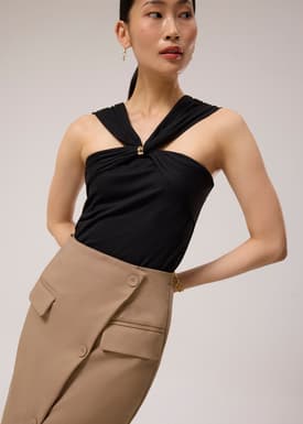 Multi-way Ponte Off-Shoulder Fitted Top