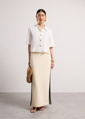 Chambray Boxy Collared Button Down Shirt