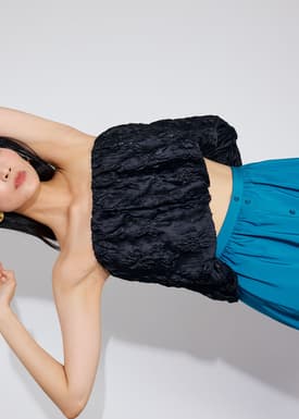 Floral Jacquard Tube Crop Top